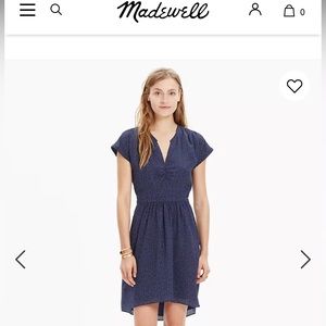 Madewell Silk Fable Dress in Leaf Shade Navy/Blue size 10 style #E1519